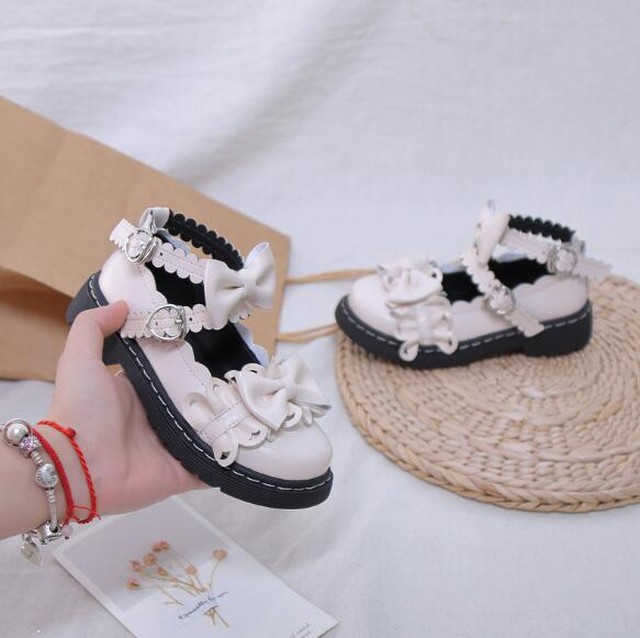 キッズ靴 ロリータシューズ 女の子 3色 可愛い 子供靴 シューズ Lolita お姫様 リボン Mionas