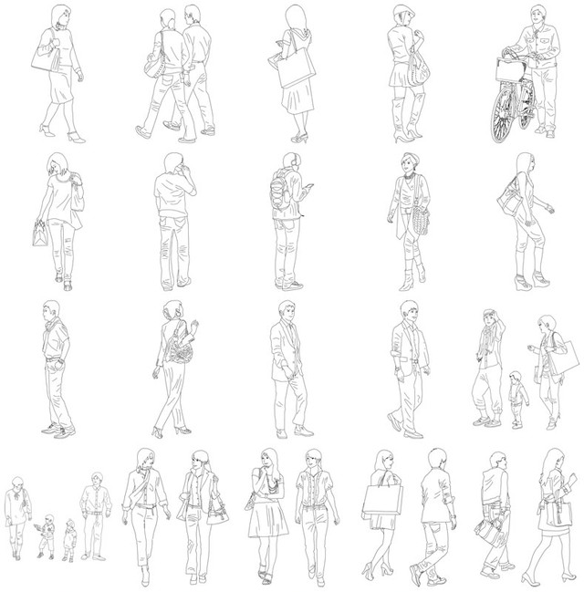 人物線画sketchup素材 4up Line01 1 Sketchupチューリップ 人物 樹木素材