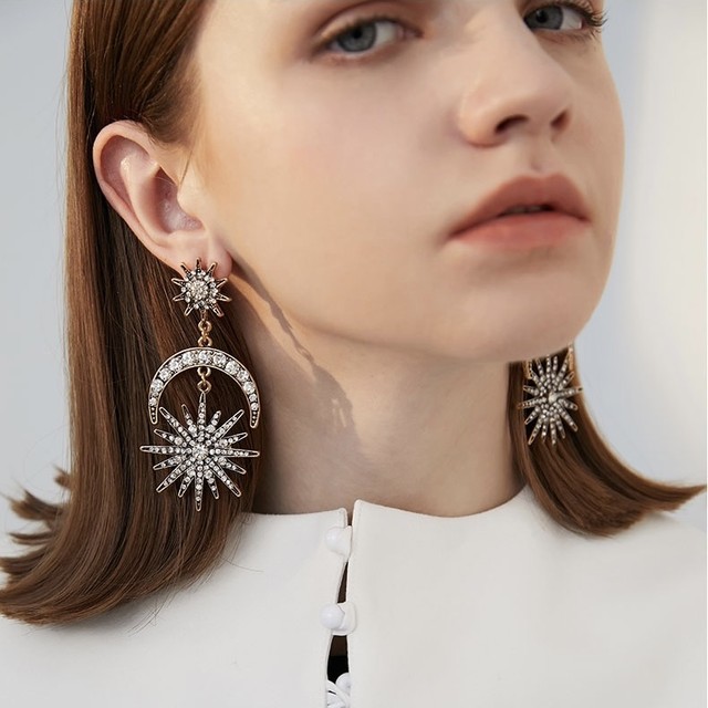 【即納】moon design earrings