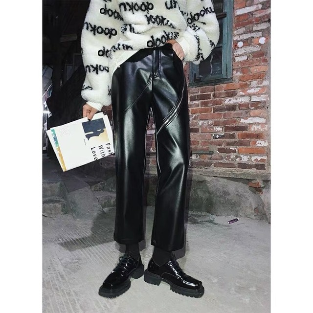 thighs zipper leather pants