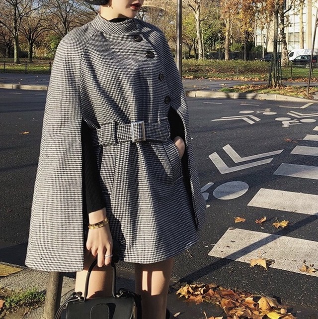 【1点のみ即納】check poncho jacket