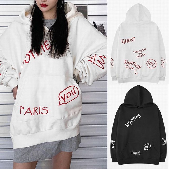 ユニセックス プルオーバー パーカー 裏起毛 韓国 ファッション メンズ レディース ストリート プリント 無地 秋 冬 オーバーサイズ 大きいサイズ Street Loose Letter Print Couple Hoodie Dtc Value Rave Notice バリューレイヴノーティス 韓国