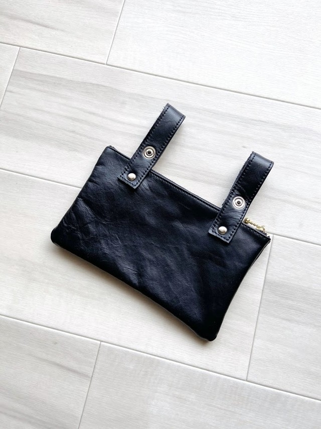 メンズ ベルト ポーチ 本革 レザー ブラック Secondbrave