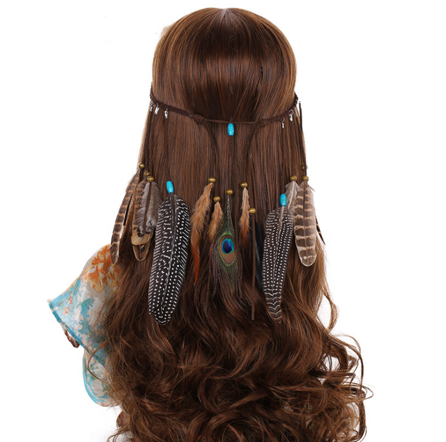 フェザー ヘッドバンド ヒッピーバンド ボヘミアン Geschenk