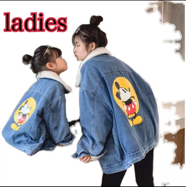 Jk 送料無料 レディース Mickey ボアデニム ジャケット Mickey ジャケット デニム アウター 親子コーデ リンクコーデ ディズニーコーデ ミッキーコーデ Luana