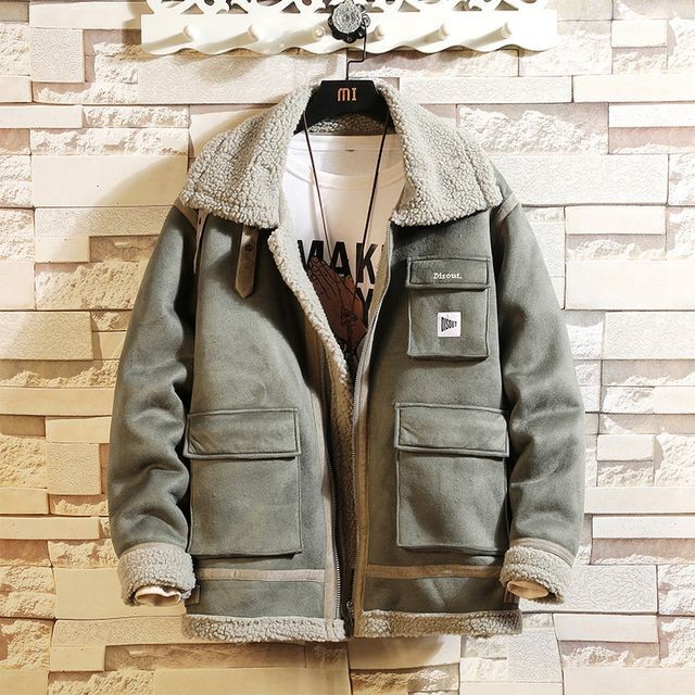 予約販売 裏ボアジャケット アウター ムートン スエード 厚手 メンズ ベージュ カーキ 防寒 お洒落 カジュアル ベーシック 秋冬 大きいサイズ M L Xl 2xl 3xl 4xl 5xl Favoriteselect
