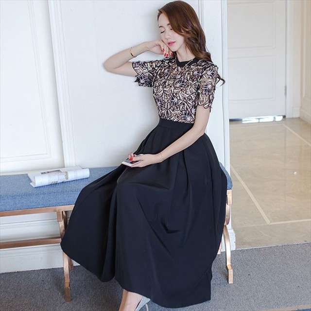 国内即納 即日配送 パーティードレス レトロ風 花柄 レーストップ ブラック ロング ワンピース 半袖 ワンピ フォーマル ミニドレス カラードレス セレモニー セクシー 代 30代 イブニング お呼ばれ ナイト 結婚式 ゲストドレス Aライン Laドレス タイト レディース