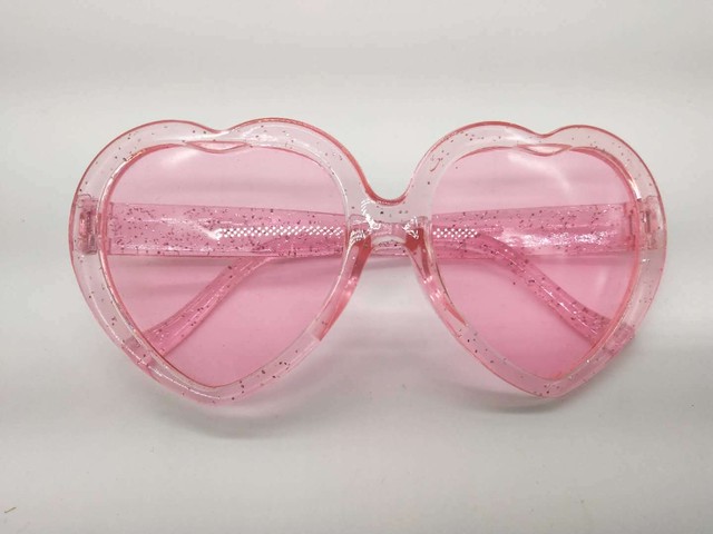 オールピンク ラメ付ききらきらハートサングラス おしゃれハート型 サングラス Rana