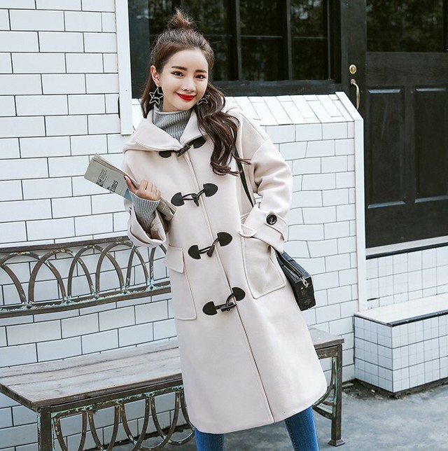 ダッフルコート アウター ロングコート フード付き 大人かわいい ガーリー ベージュ 秋 冬 Evergreen