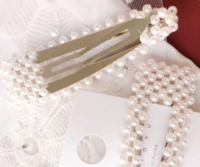 即納 パールビーズデザインヘアピン 4種類 Loz