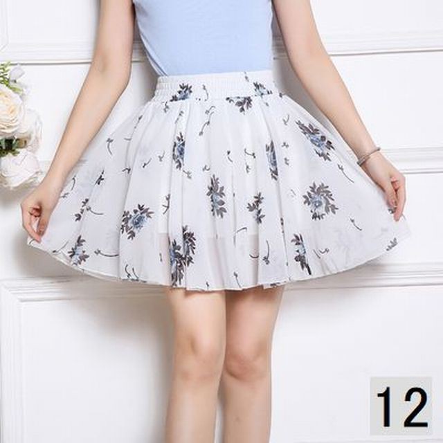 スカート レディースファッション シフォン 花柄 プリント シック 学生 女性 夏 大きいサイズ 体型カバー 可愛い おしゃれ ひざ丈 Mep1101