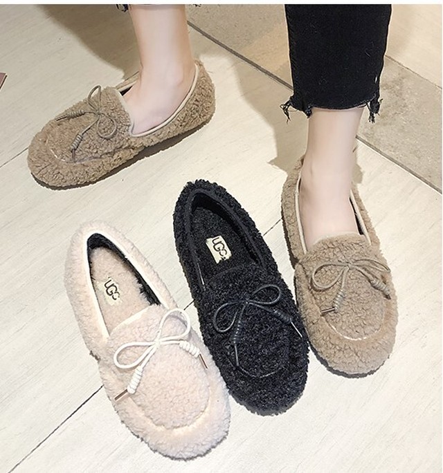 シンプル フラットシューズ ボアシューズ もこもこ カジュアル ぺたんこ シューズ 靴 秋冬 レディース 10代 代 30代 40代 Ptnym2755 Shop Suba