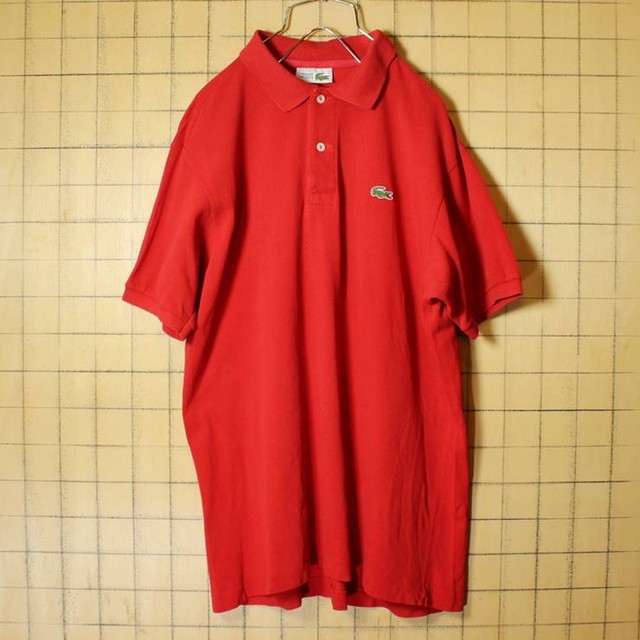 80s フランス製 フレンチラコステ Lacoste 半袖 ポロシャツ レッド 赤