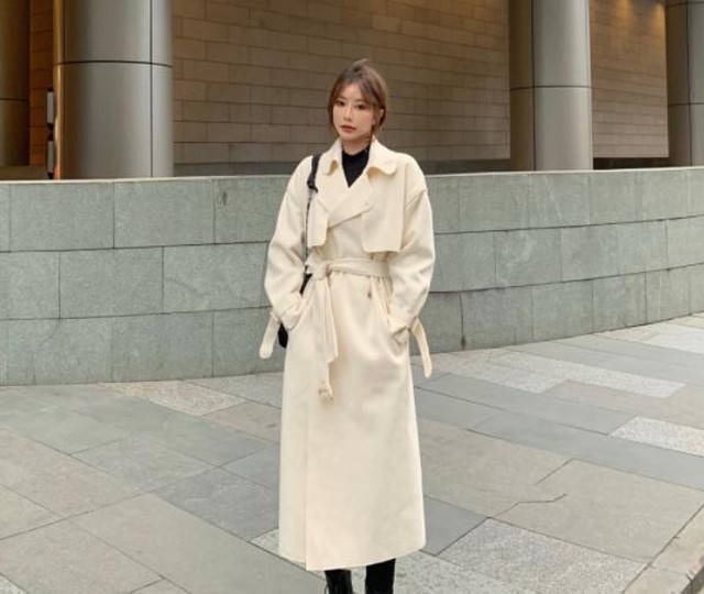 ベルト付き ロング デート服 韓国系 レディース ウール お洒落服 暖かい コート One