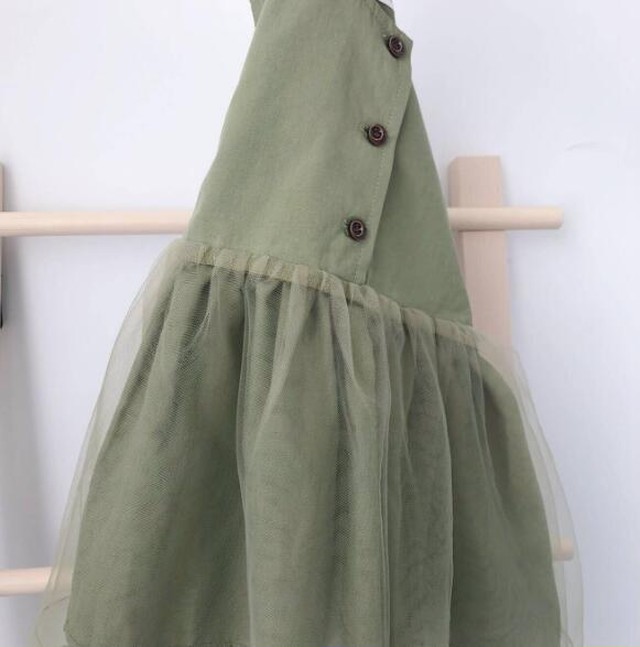 キッズ 2点セット コート ワンピース カジュアル ウエストリボン 可愛い チュールスカート お出かけ Arroserbaby