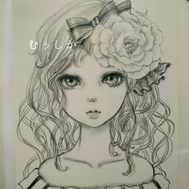 原画 牡丹の髪飾りの少女 Mucica むぅしか ギャラリー