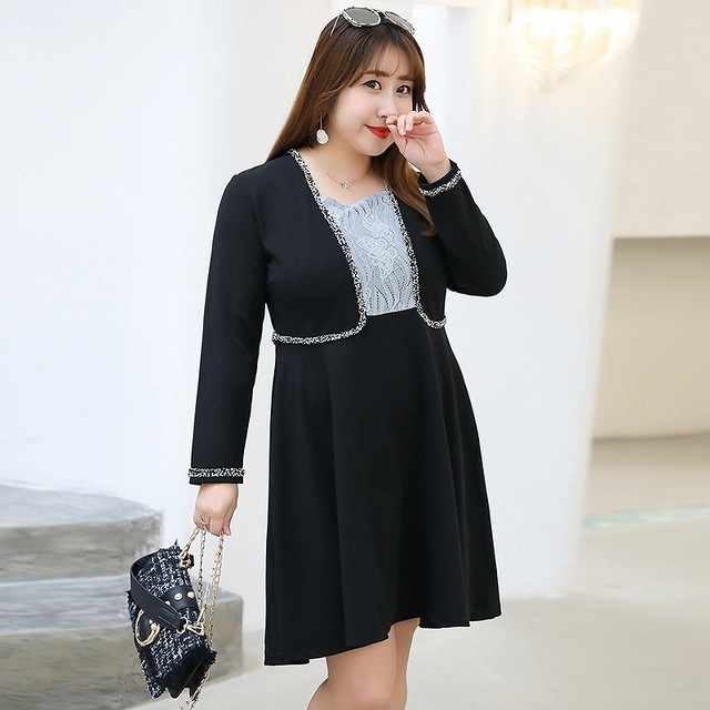 大きいサイズ ドレス ワンピース スーツ ドレス 大きいサイズ 膝丈 長袖 ゆったり 黒 Xl 2xl 3xl 4xl フォーマル 通勤 Ol オフィス ビジネス 入学式 入園式 卒業式 卒園式 食事会 結婚式 パーティー 七五三 Goldayahiro