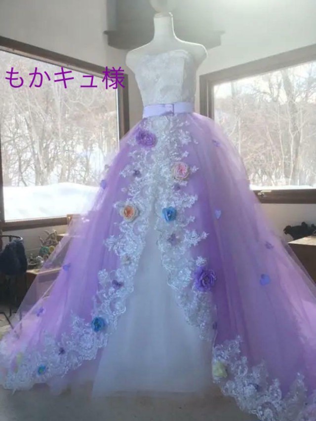 豪華 ウェディングドレス用オーバードレス お花付き オーダー可能 Am Bridal