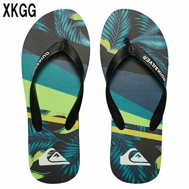 Aqyl クイックシルバー ビーチサンダル メンズ 大人気 ブランド ブルー系 グリーン系 ボタニカル柄 ロゴ プリント Molokai Slash Print Quiksilver Beachdays Okinawa