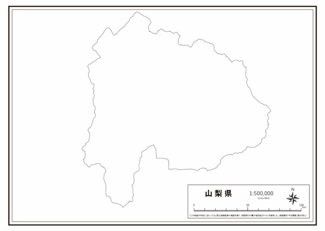 P1山梨県 県域のみ K Yamanashi P1 楽地図 日本全国の白地図ショップ