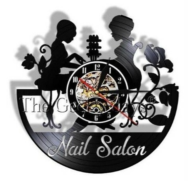 予約 海外輸入 ネイリスト シリーズ 掛け時計 ネイル 壁アート ヴィンテージ 30cm レコード盤 人気 インテリア １０種類展開 １０ Kage026s Store