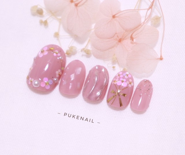 Pukeネイル No 356 花束 ふんわり 可愛いピンク 着物 卒業式 ブライダルネイルチップ ネイルチップ つけ爪 購入ならpuke Nail