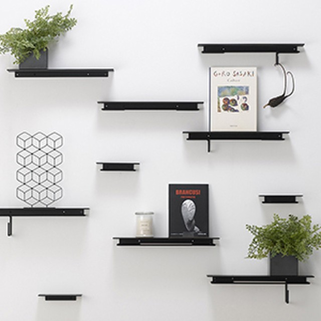 Motosu Lr 壁付棚フック付 Nou サンドブラック 鉄家具と暮らす