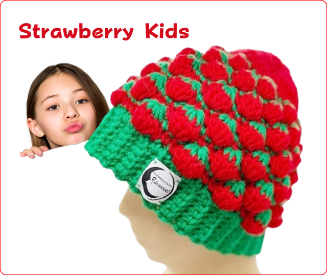 可愛いすぎる イチゴ畑の帽子 Two Crescent