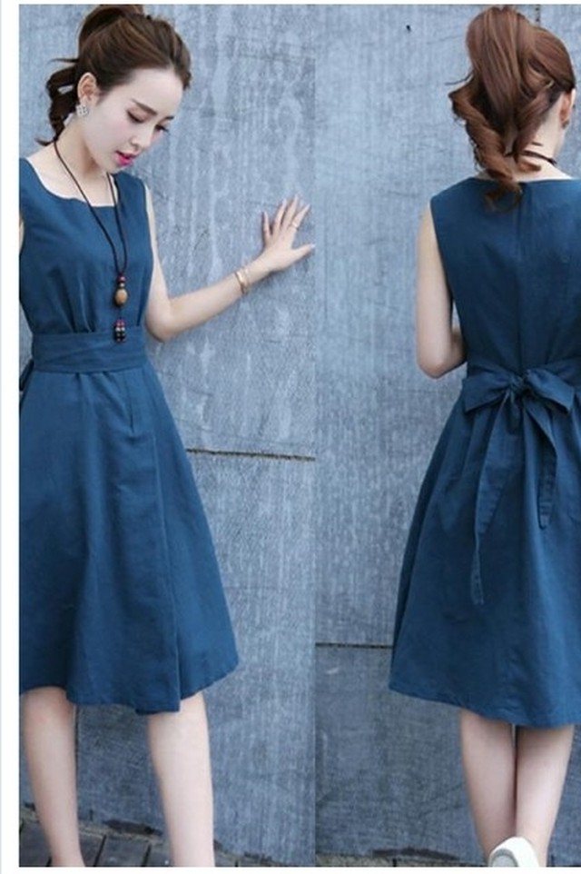 ボートネック ワンピース ワンピース ノースリーブ ワンピ リボン ミモレ丈 ひざ丈 レディース リゾート ボートネック Basecamp49