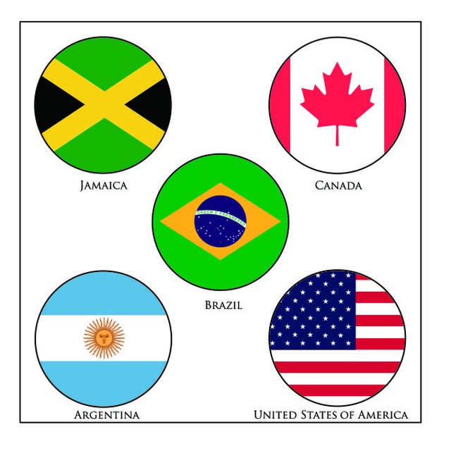 国旗シール 北米南米 トラディショナル イラスト