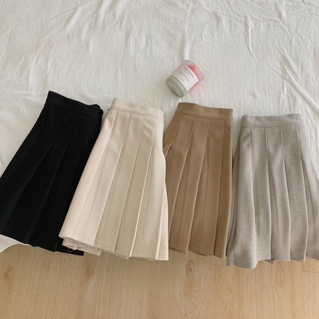 〈カフェシリーズ〉カフェラテプリーツスカート 【dull color flower skirt】