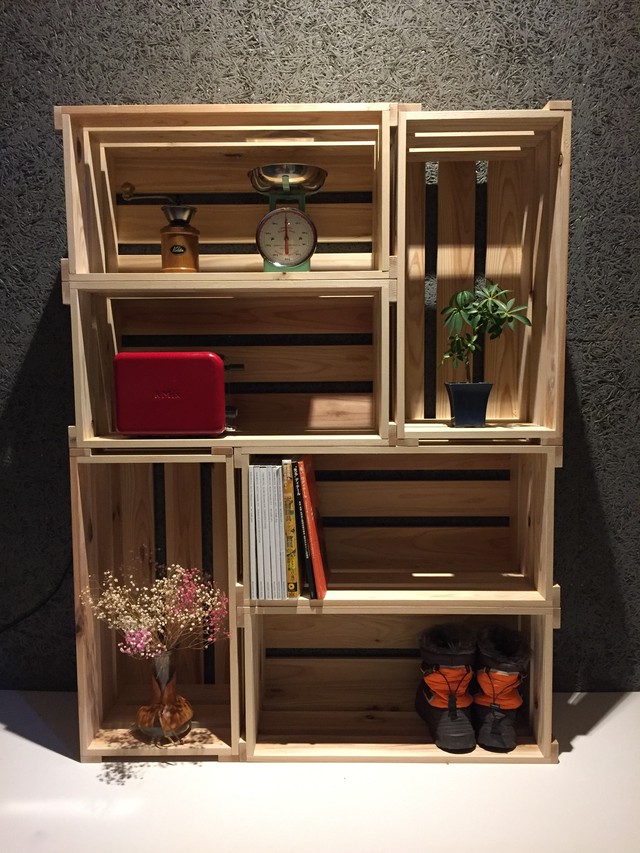 りんご箱 インテリアや店舗什器の為に設計したちょうどいいサイズのマルチなりんご箱 Marukan Wood