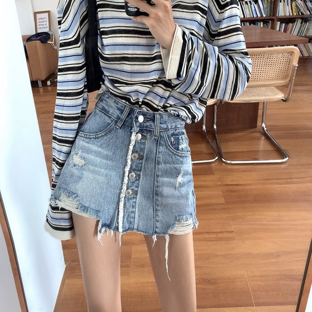 high damage culottes skirt
