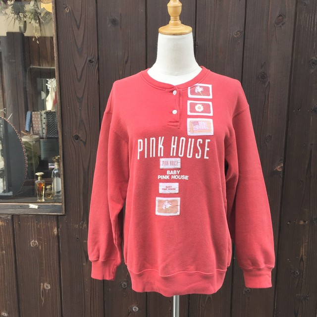 Pink House Henry Neck Wappen Sweat レトロ古着 ピンクハウス ヘンリーネックワッペンスウェット トレーナー Rilou