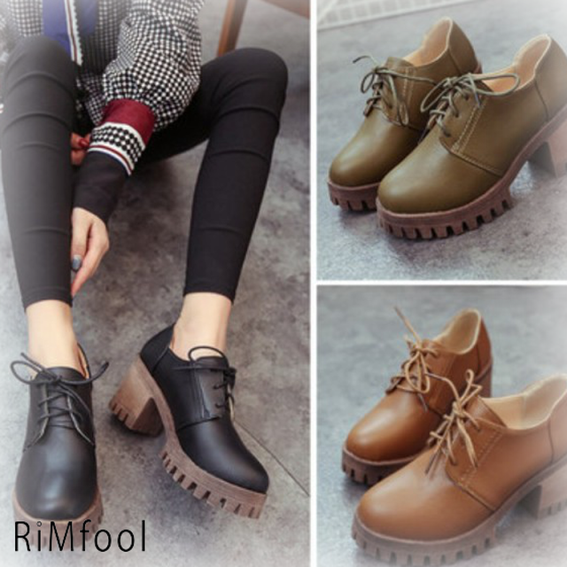 オックスフォード靴 レディースシューズ 厚底 8 5cmヒール おじ靴 裏起毛 レディース 通勤 通学 秋新作 Rimfool