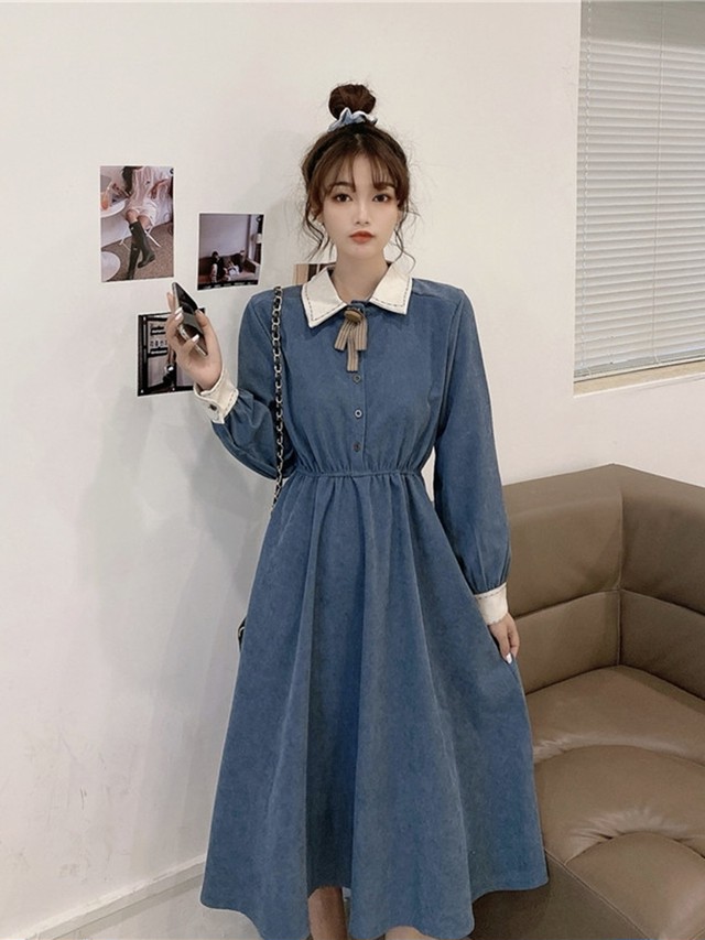 大人きれいめ ワンピース ひざ丈 レディース フェミニン 春 シンプル ガーリー オルチャン 韓国 デイリー デート 女子会 Ptnym3569 Shop Suba