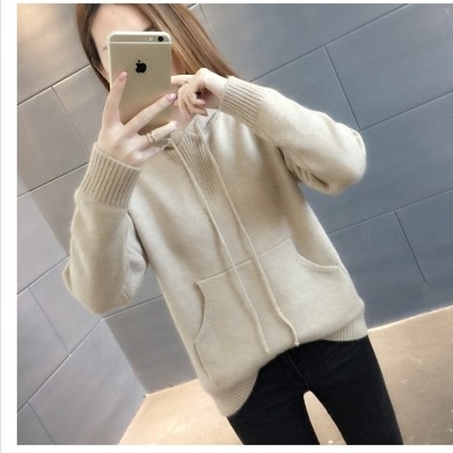 萌袖 パーカー トップス トレーナー レディース セーター ニット 長袖 韓国 ファッション 赤 Basecamp49