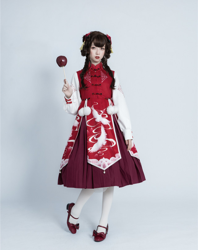 お取り寄せ商品 2点セット 中華ロリィタ 中華ロリータ 邪魔 長袖 ワンピース ゆめかわいい 原宿 スカート Candy Melts