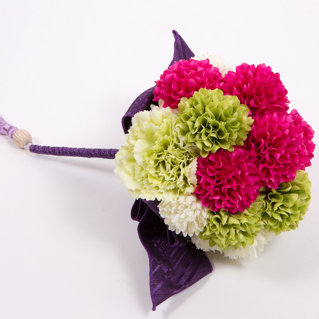 ピンポン菊の和装ブーケ 造花 Tenmelia