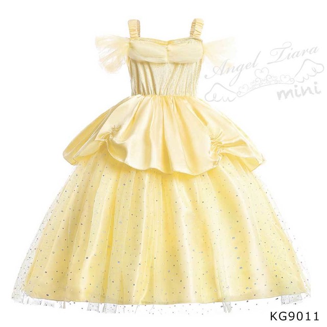 女の子 ハロウィン 美女と野獣 ベル ドレス 仮装 イエロー プリンセル イベント Kg9011 Angel Tiara Mini 子供服