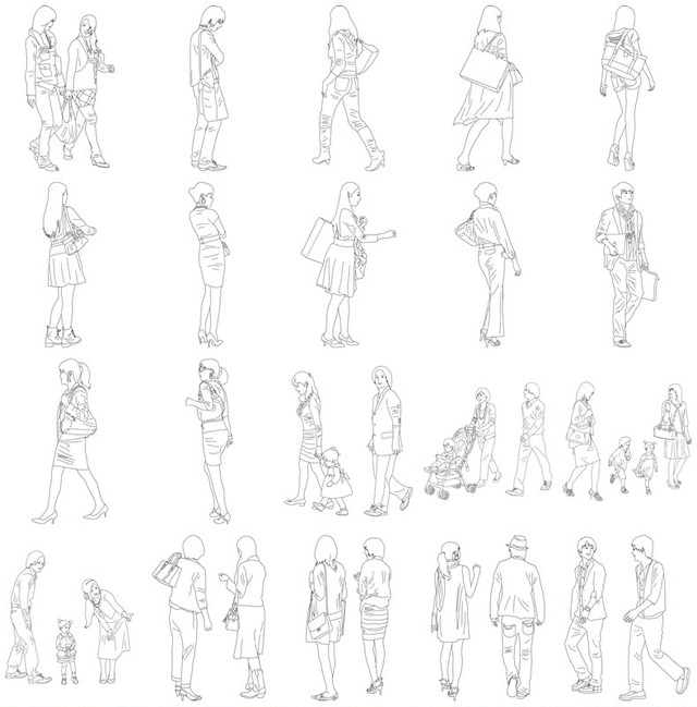 人物線画sketchup素材 4up Line01 3 Sketchupチューリップ 人物 樹木素材