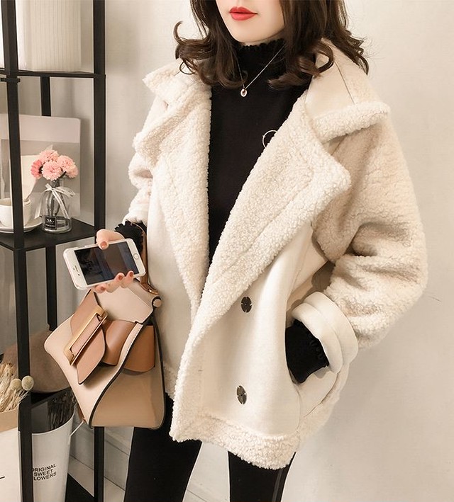 秋冬 ボア ジャケット フェイクムートン コート 3color 韓国 オルチャン Cocotown