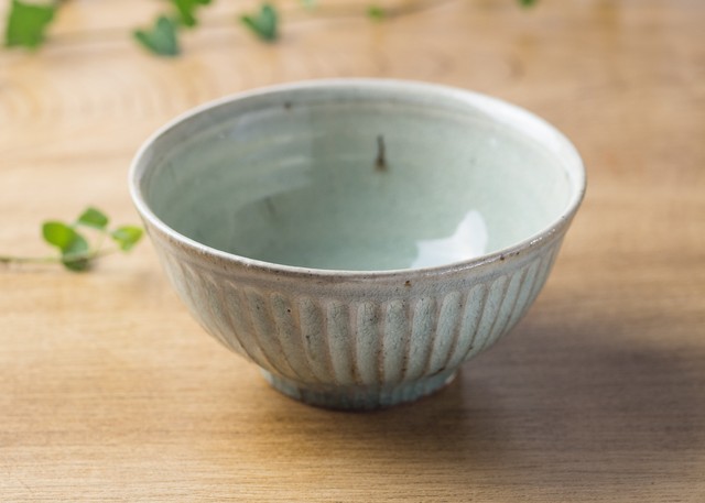灰釉 鎬 飯碗(大)/くるり窯