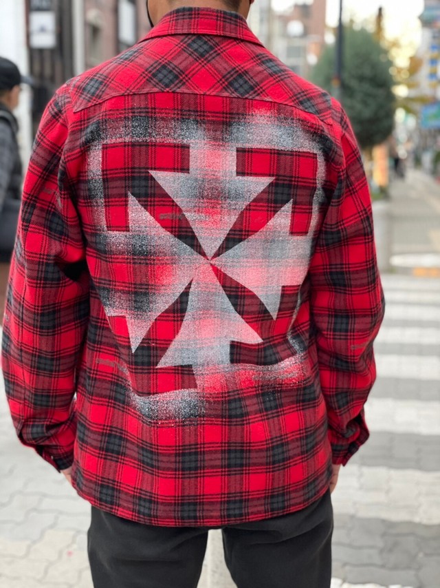 Off White オフホワイト Stencil Flannel Check Jacket Howome チェックジャケット メンズ Brillante ブリランテ