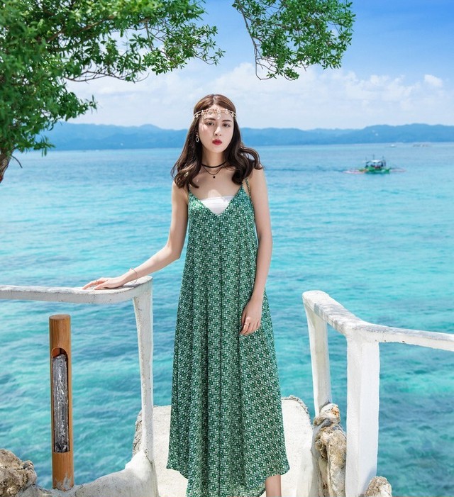 リゾート オールインワン サロペット ワンピース 総柄 スカンツ ガウチョ シフォン エキゾチック 可愛い セクシー エレガント ビーチ バカンス 旅行 春 夏 Crystalhk