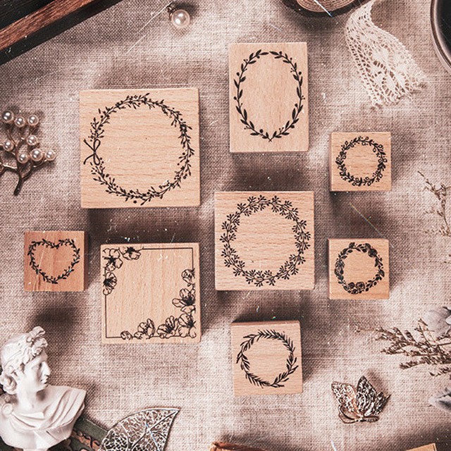 H128 Dream Loop Series 枠 木製スタンプ 全8種セット Cherish365 Zakka