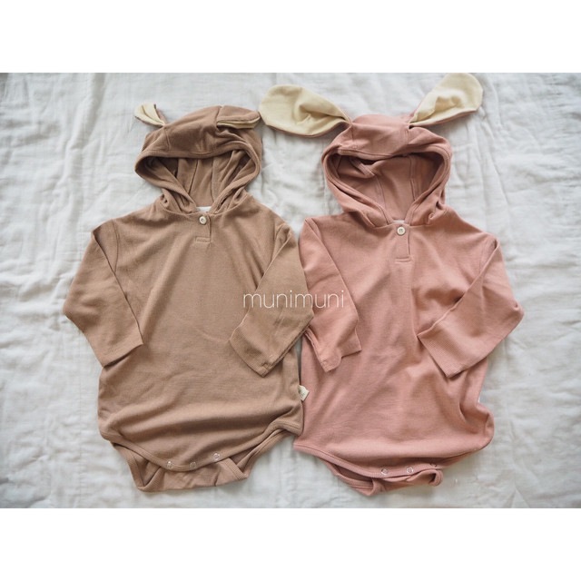 Sale 即納 耳付きパーカーロンパース 韓国子供服 韓国こども服 インポート ベビー服 キッズ 女の子 男の子 春夏秋冬 ベビー 赤ちゃん うさぎ くま うさ耳 くま耳 Munimuni 韓国子供服 ベビー服 海外インポート子供服