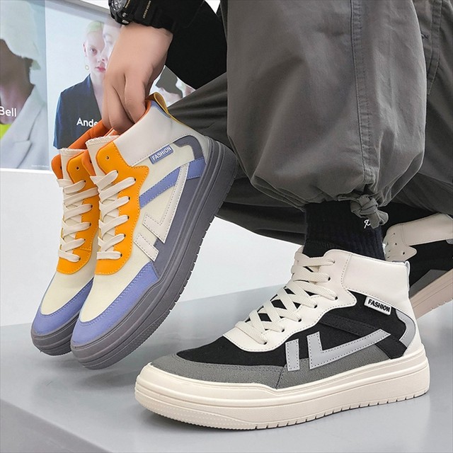 厚底 スニーカー ダットスニーカー スポーティー レトロ レースアップ 運動靴 ハイカット メンズ デイリー 軽い 軽量 ぺたんこ フラットシューズ 取寄 発送目安14 21日営業日 Laff Store For Men ショップ情報 配送スケジュールを必ずご確認下さい