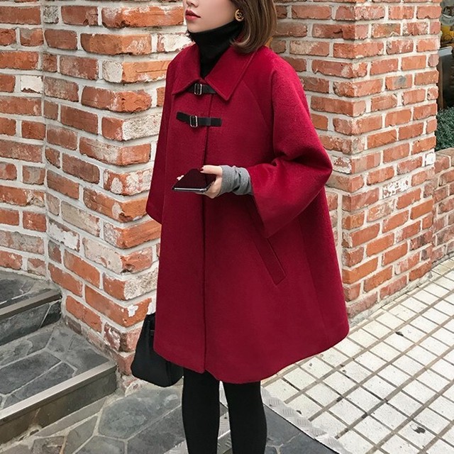 ボルドー ブラック ケープコート とろみ 袖コンシャス ケープ マニッシュ メンズライク おしゃレディ ふわもこ ガーリー フレア Emarkitekt