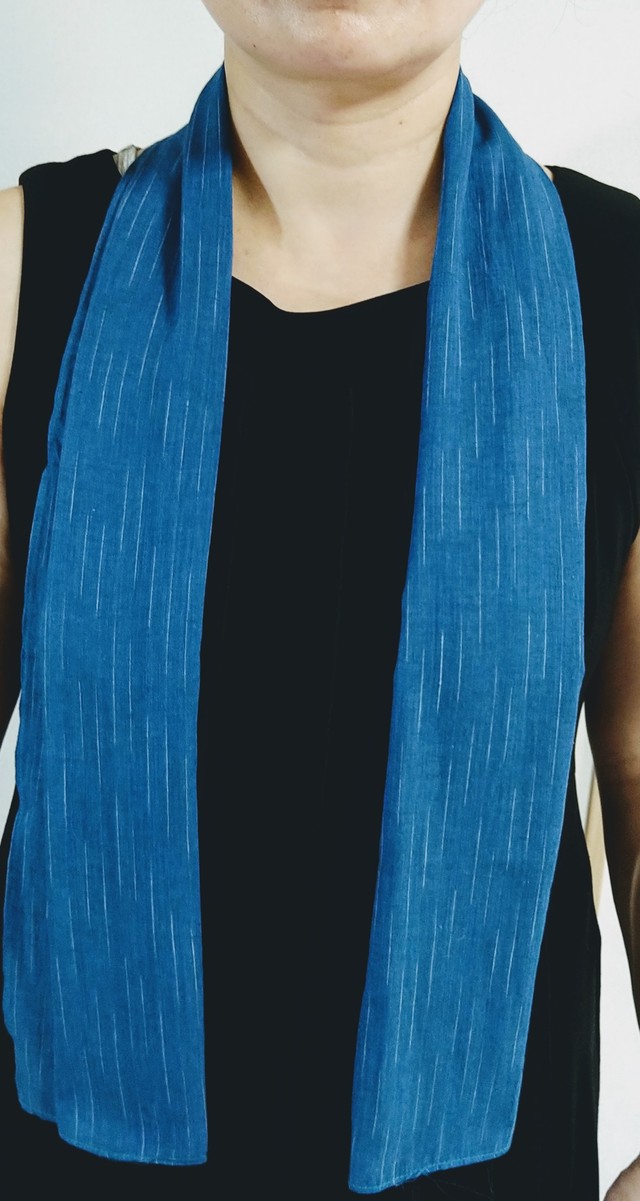 バングラデシュ手織り棉 スカーフ 手縫い 緑っぽい青 コポトッコ バングラデシュ